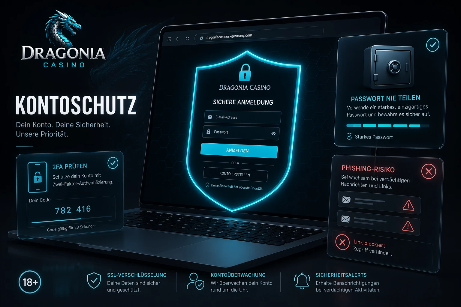 Kontoschutz, Zwei-Faktor-Prüfung und Phishing-Risiken